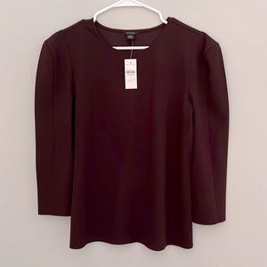 Women’s NWT Ann Taylor Plum Matte Jersey Puff Slv Center Seam Shirt Blouse Sz S